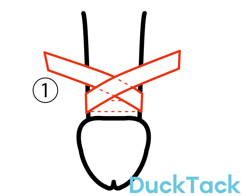 股間タック　亀頭にテープを巻いているイラスト